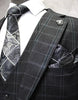 Mens Three Button Notch Lapel Plaid Pattern Suit Charcoal ~ Blue ~ White 4   - from alligatorwarehouse.com