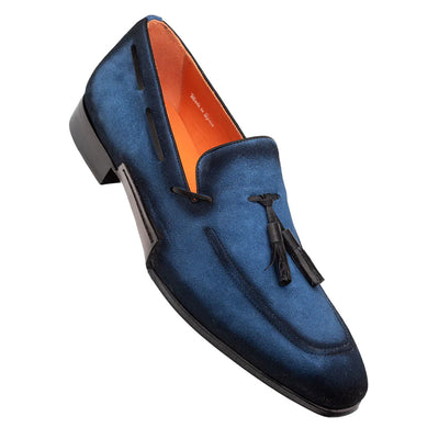 Men's Pavese Cobalt Suede Tassel Slip-On Shoes By Mezlan Made In Spain Brand 1   - from alligatorwarehouse.com