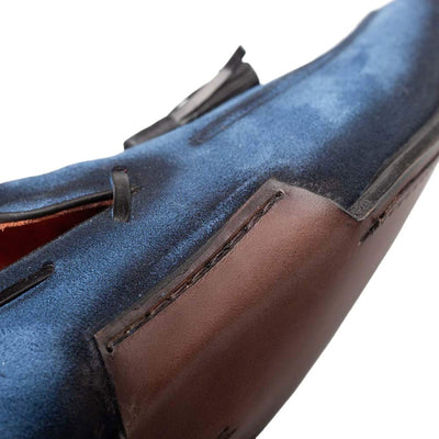 Men's Pavese Cobalt Suede Tassel Slip-On Shoes By Mezlan Made In Spain Brand 4   - from alligatorwarehouse.com
