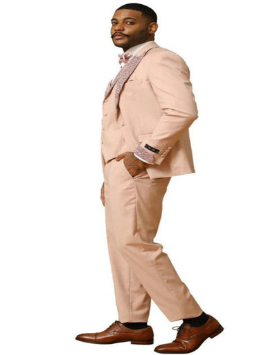 Peach Coral Salmon Prom Tuxedo - Perfect Wedding Suit Vested rhinestone Lapelled 3   - from alligatorwarehouse.com