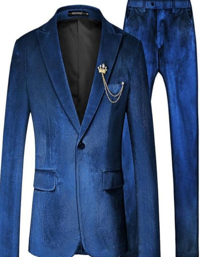 Mens One Button Slim Fit Peak Label Suit Blue 1   - from alligatorwarehouse.com