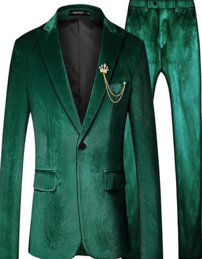 Mens One Button Slim Fit Peak Label Suit Dark Green 1   - from alligatorwarehouse.com