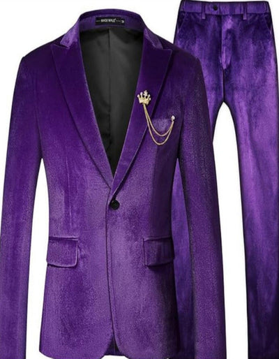 Mens One Button Slim Fit Peak Label Suit Purple 1   - from alligatorwarehouse.com