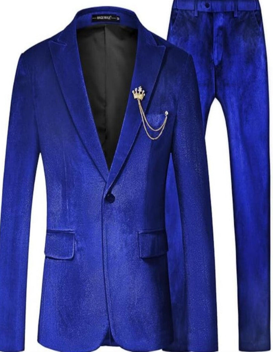 Mens One Button Slim Fit Peak Label Suit Royal Blue 1   - from alligatorwarehouse.com