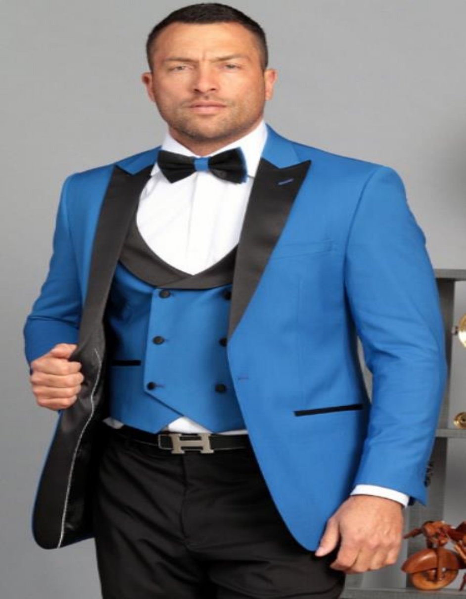 Mens One Button Peak Label Suit Royal 1   - from alligatorwarehouse.com