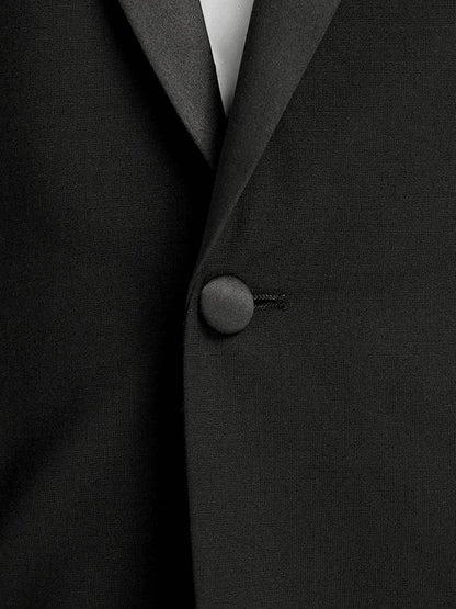 Mens Single Breasted Peak Lapel Tuxedo Jacket Black