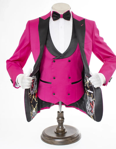 Mens 2 Button Peak Lapel Prom Rose Pink Tuxedo with Double Breasted Vest 1 AP-8500  - from alligatorwarehouse.com
