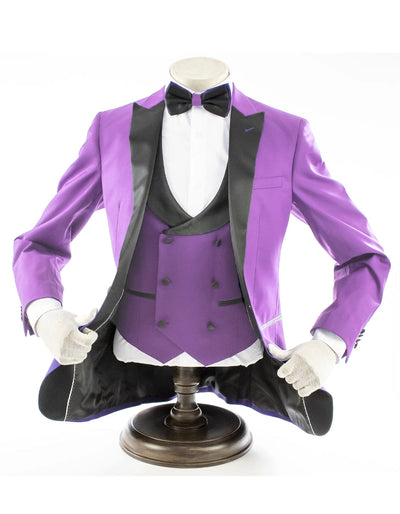 Mens 2 Button Peak Lapel Prom Lavender Tuxedo with Double Breasted Vest 1 J6-8884  - from alligatorwarehouse.com