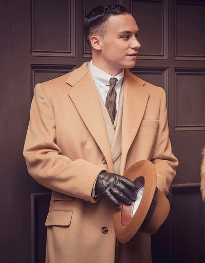 Mens Michael Gray Vested Tan Suit & Camel Overcoat Costume 1 82-4377  - from alligatorwarehouse.com