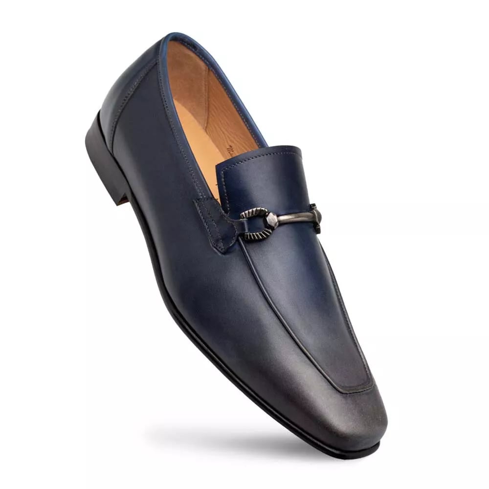 Mezlan Brunello Pearl Grey/Navy Two-Tone Bit Loafer