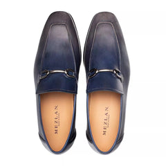 Mezlan Brunello Pearl Grey/Navy Two-Tone Bit Loafer