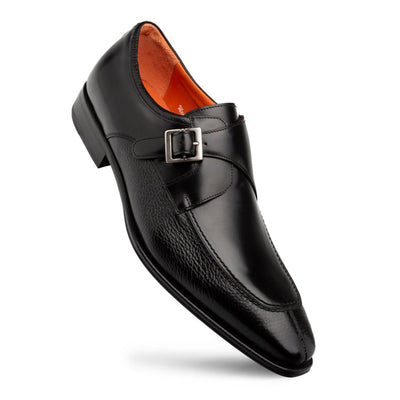 Pego Monk Strap Black Deerskin Shoes By Mezlan Made In Spain Brand 1   - from alligatorwarehouse.com