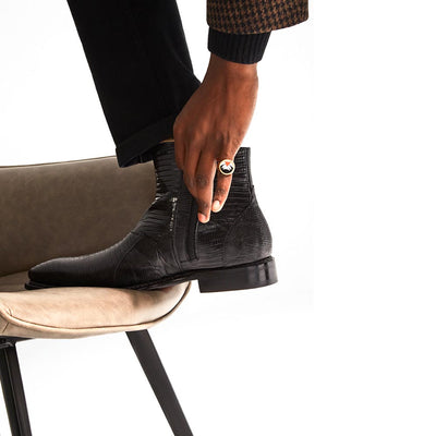 Peninsula Emblem Black Lizard Boots By Mezlan Made In Spain Brand 3   - from alligatorwarehouse.com