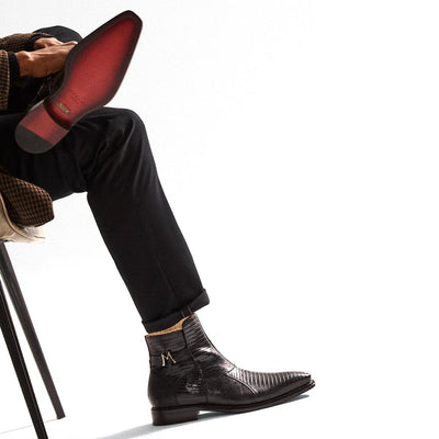 Peninsula Emblem Black Lizard Boots By Mezlan Made In Spain Brand 2   - from alligatorwarehouse.com