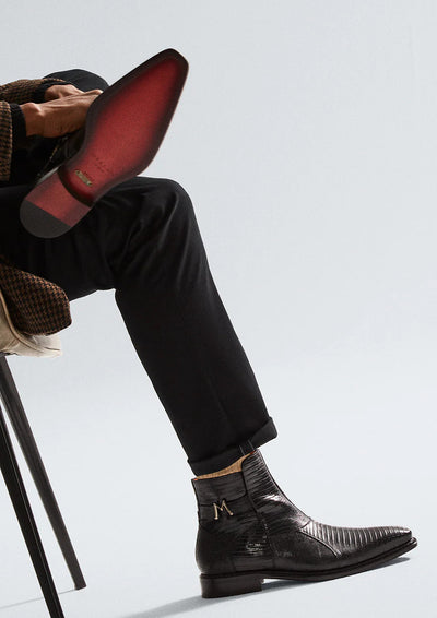Peninsula Lizard Emblem Boot Black By Mezlan Made In Spain Brand 3   - from alligatorwarehouse.com