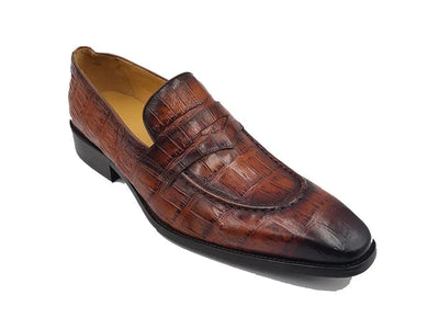 Penny Loafer Features Alligator Embossed Calfskin 1 KS503-06WHISKY105  - from alligatorwarehouse.com