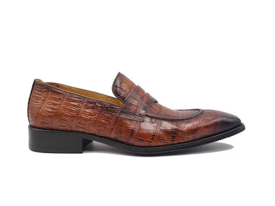 Penny Loafer Features Alligator Embossed Calfskin 2 KS503-06WHISKY105  - from alligatorwarehouse.com