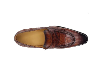 Penny Loafer Features Alligator Embossed Calfskin 3 KS503-06WHISKY105  - from alligatorwarehouse.com