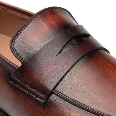 Avenue Rubber Sole Penny Loafer Cognac/Rust By Mezlan Made In Spain Brand 5   - from alligatorwarehouse.com