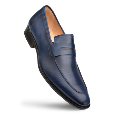 Calfskin Penny Loafer Navy By Mezlan Made In Spain Brand 1   - from alligatorwarehouse.com