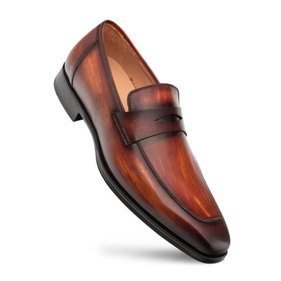 Avenue Rubber Sole Penny Loafer Cognac/Rust By Mezlan Made In Spain Brand 1   - from alligatorwarehouse.com