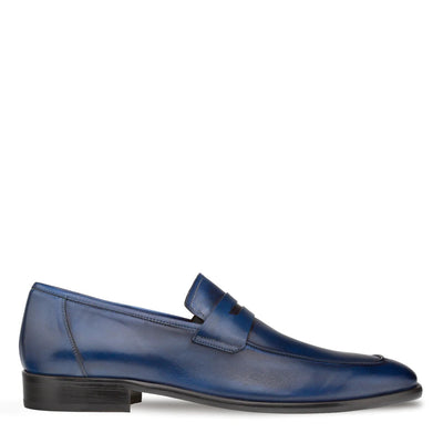 Calfskin Penny Loafer Navy By Mezlan Made In Spain Brand 2   - from alligatorwarehouse.com