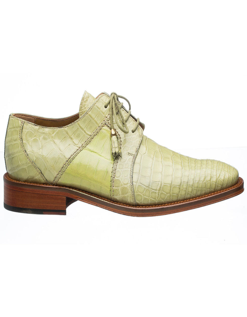 Ferrini Shoes - Mens Alligator Dress Shoe - Ferrini 205 Belly Alligator Plain Toe Shoes Peridot