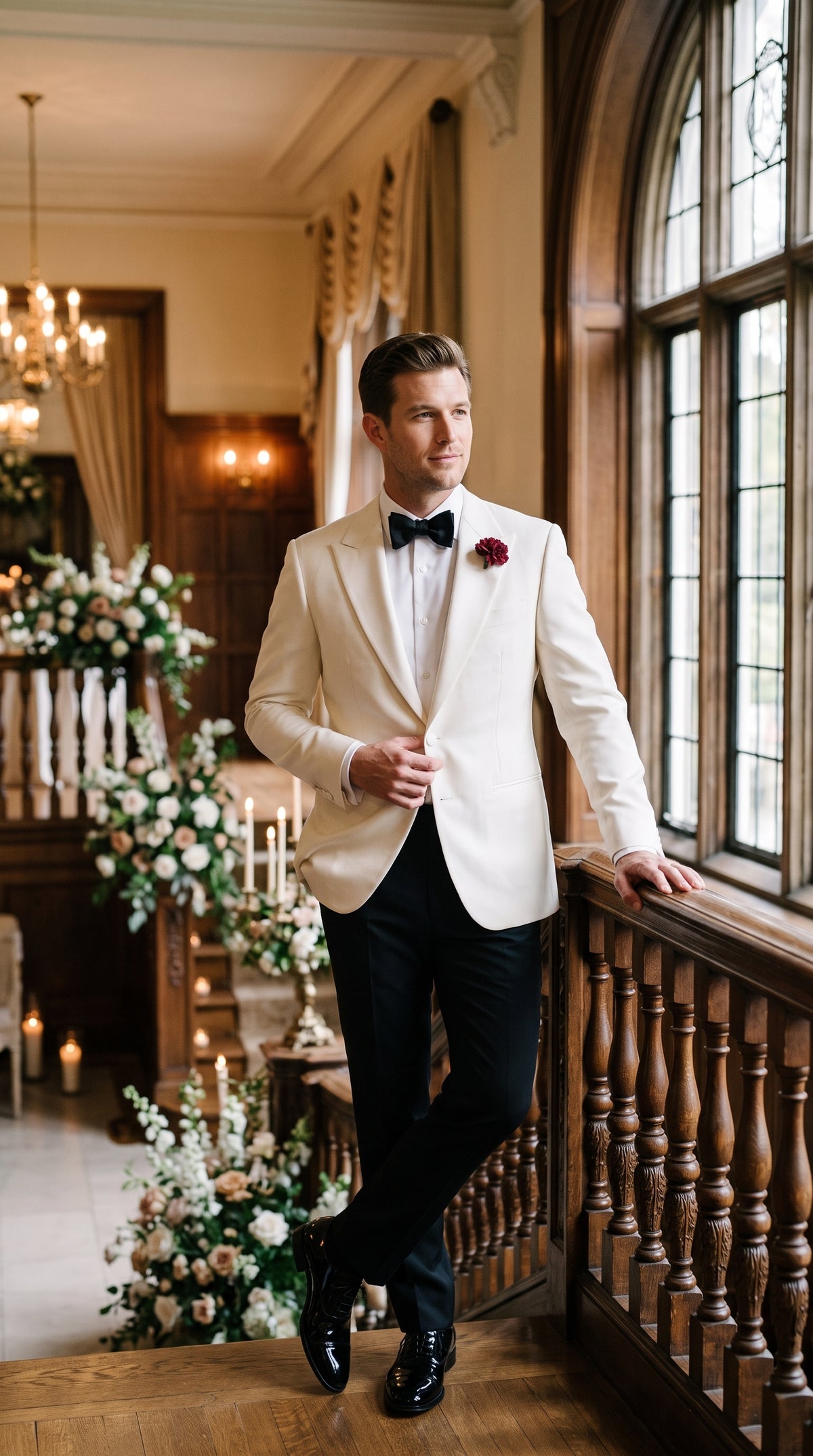 Men’s 007 Inspired White Tuxedo Jacket, James Bond Style Formal Dinner Jacket for Weddings and Prom