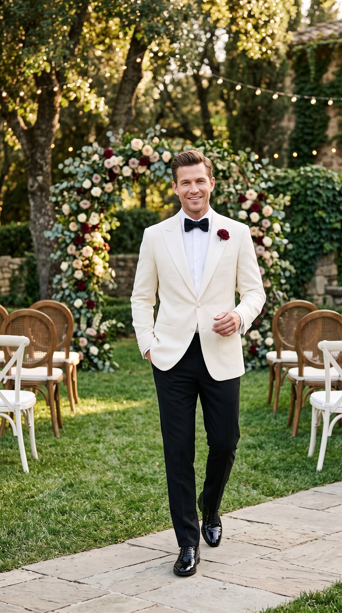 Men’s 007 Inspired White Tuxedo Jacket, James Bond Style Formal Dinner Jacket for Weddings and Prom