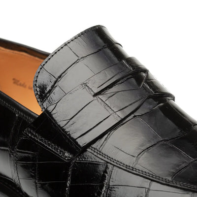 Piccolo Alligator Penny Loafer Black By Mezlan Made In Spain Brand 4   - from alligatorwarehouse.com