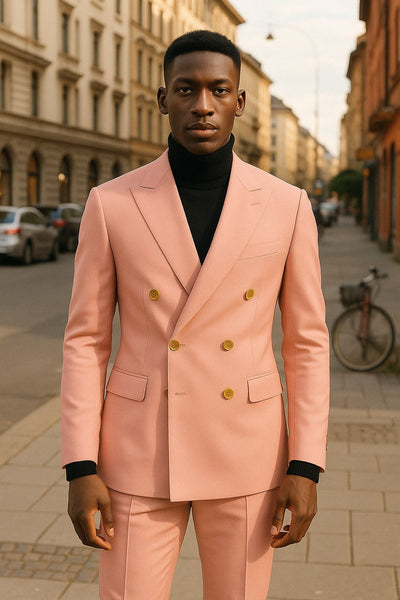 Mens Pink Double-Breasted Suit with Gold Buttons 3   - from alligatorwarehouse.com