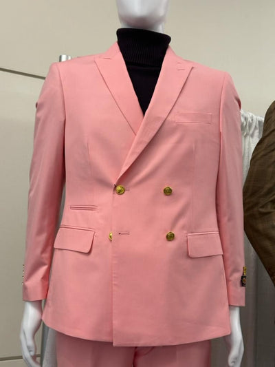 Mens Pink Double-Breasted Suit with Gold Buttons 2   - from alligatorwarehouse.com