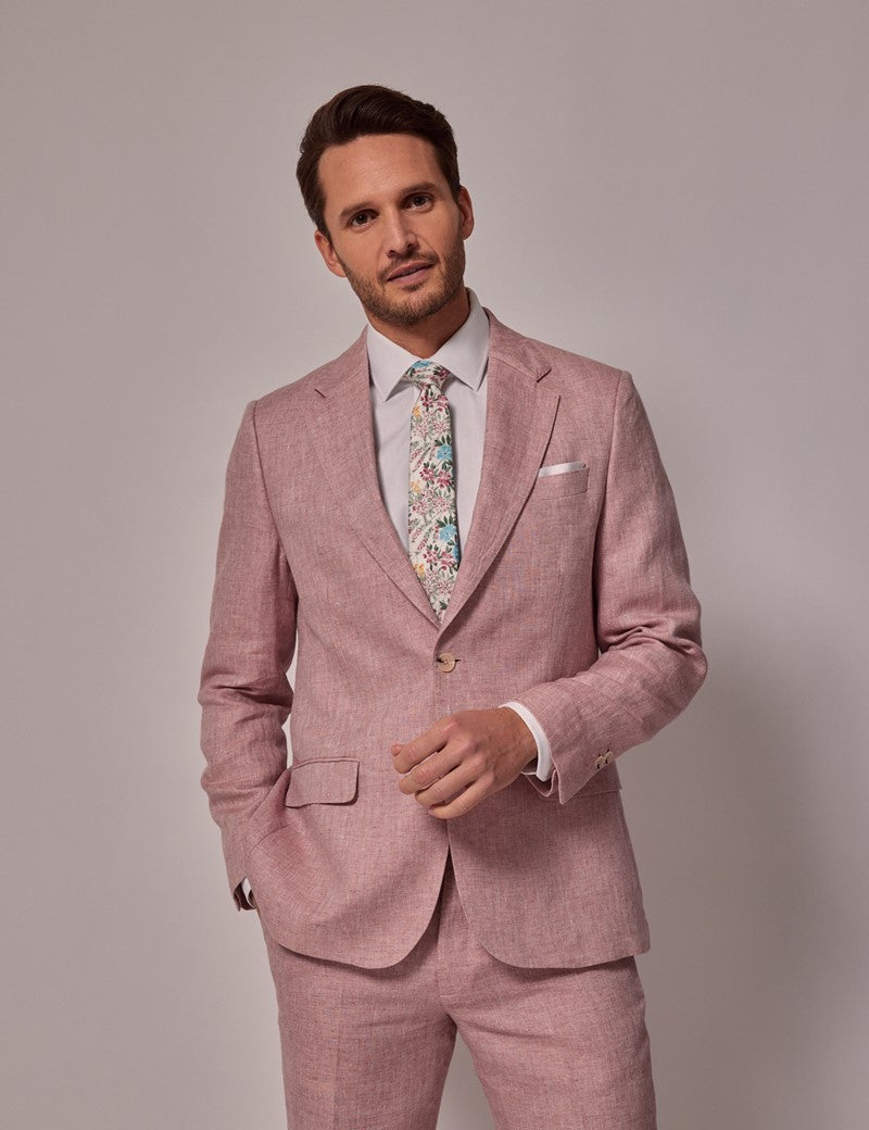 Mens Linen Suit For Beach Wedding - Summer  Suit in Pink