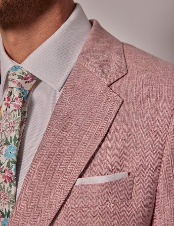 Mens Linen Suit For Beach Wedding - Summer  Suit in Pink
