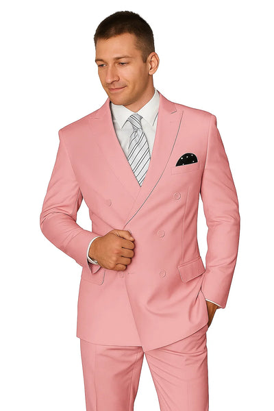 Elegant Men’s Double-Breasted Wool Suit in Soft Blush Pink 4   - from alligatorwarehouse.com