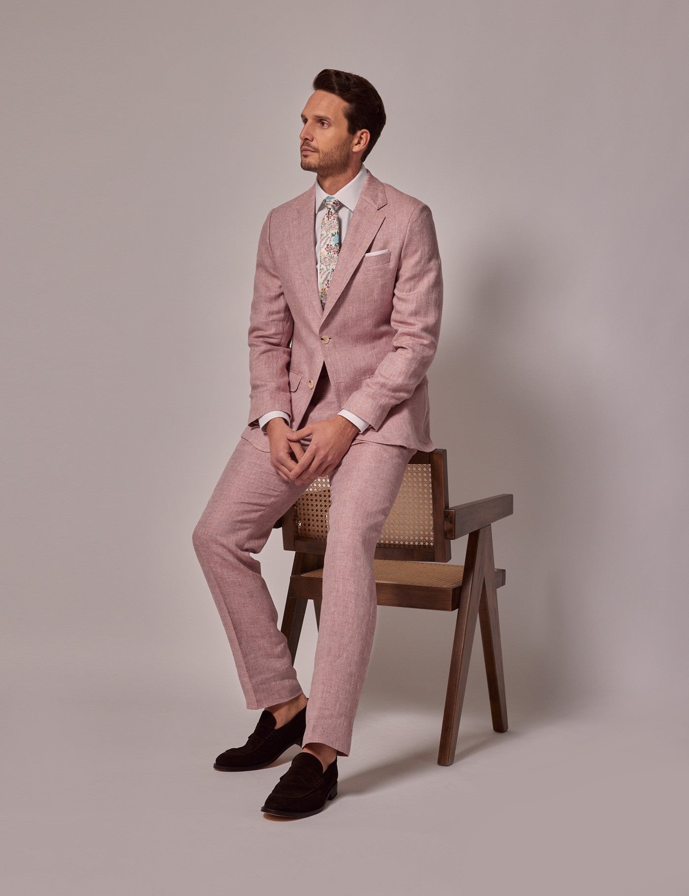 Mens Linen Suit For Beach Wedding - Summer  Suit in Pink