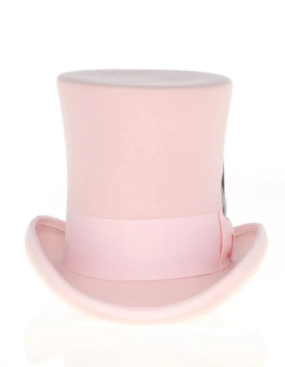 Victorian Steampunk Top Hat - 1800 19th Century - Dressy Loden Felt Top Pink Hat