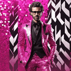 Mens Sequin Suit - Red Royal Green Black Gold Pink