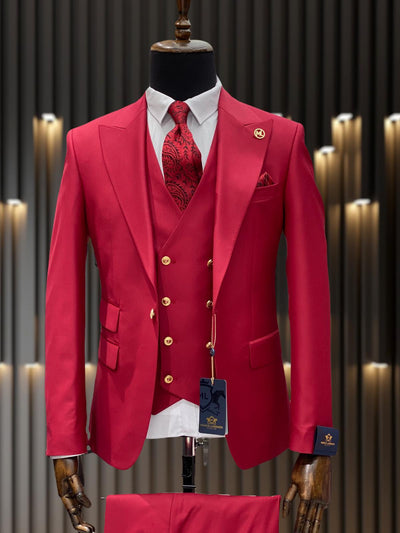 Ivory and Gold Button Wedding Suit - Off White Cream Peak Lapel with Double breasted Vest 8 Pixior-Anderson-1  - from alligatorwarehouse.com