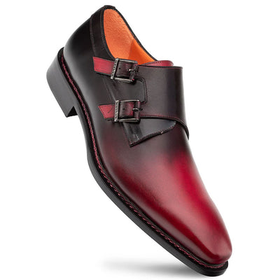 Pintor Burgundy Bi-Tone Double Monk Strap Shoes By Mezlan Made In Spain Brand 1   - from alligatorwarehouse.com