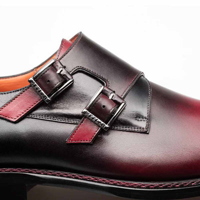 Pintor Burgundy Bi-Tone Double Monk Strap Shoes By Mezlan Made In Spain Brand 3   - from alligatorwarehouse.com