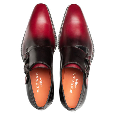 Pintor Burgundy Bi-Tone Double Monk Strap Shoes By Mezlan Made In Spain Brand 4   - from alligatorwarehouse.com