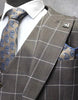 Mens One Button Peak Lapel Plaid Pattern Suit Tan ~ White ~ Blue 4   - from alligatorwarehouse.com
