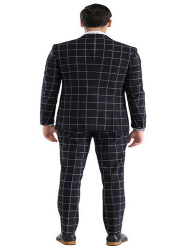 Mens Plaid Suit - Windowpane Pattern With Vest - Business Suit Black 3   - from alligatorwarehouse.com