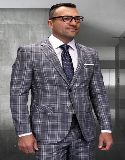 Mens 3 Piece 100 Percent Wool Suit - Affordable Italian Super 150's Fabric in Plaid Texture Fabric in Color Taupe - Online Special 1   - from alligatorwarehouse.com