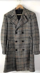 Mens Plaid Overcoat - Wool Peacoat - Plaid Red 6 Button Topcoats