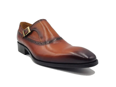 Plain Toe Single Monk Loafer 4 KS503-05COGNAC8  - from alligatorwarehouse.com