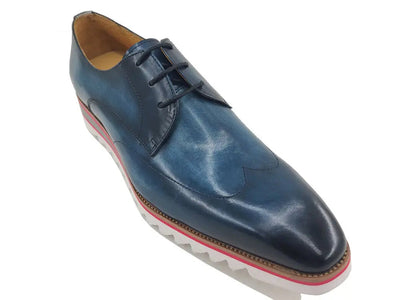 Plain Toe Wing-tip Stitching Blucher style Oxford 3 KS550-04BLUE8  - from alligatorwarehouse.com