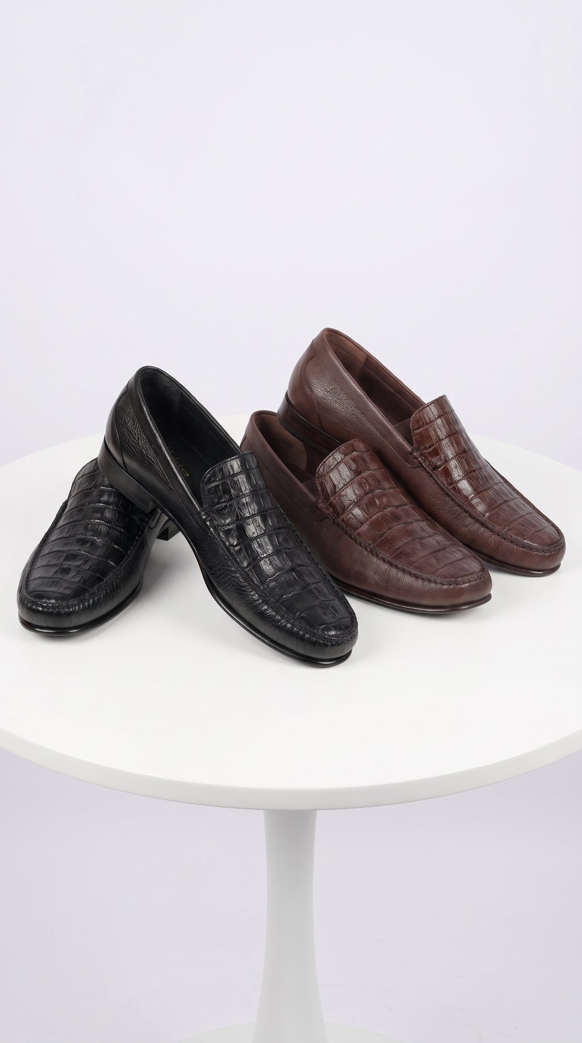 Lombardy Men’s Crocodile & Calfskin Loafers – Exotic Leather Slip-On Dress Shoes