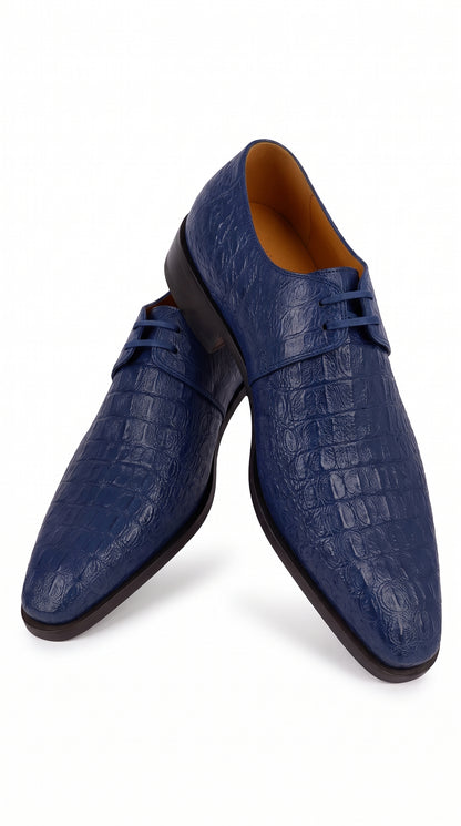 Lombardy Men’s Caiman Hornback Dress Shoes – Exotic Leather Lace-Up Shoes